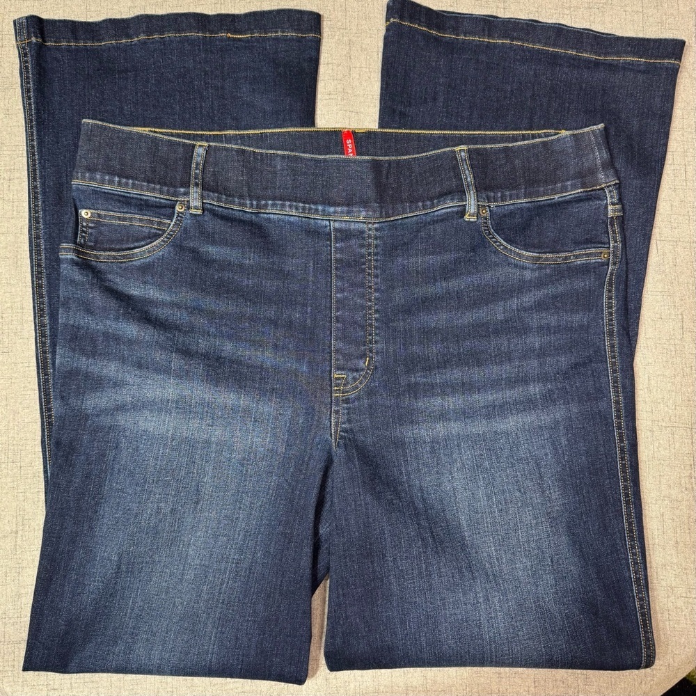 Spanx High Rise Flare Jeans Midnight Shade Shaping Slimming Pull On Size 3X - Picture 7 of 13